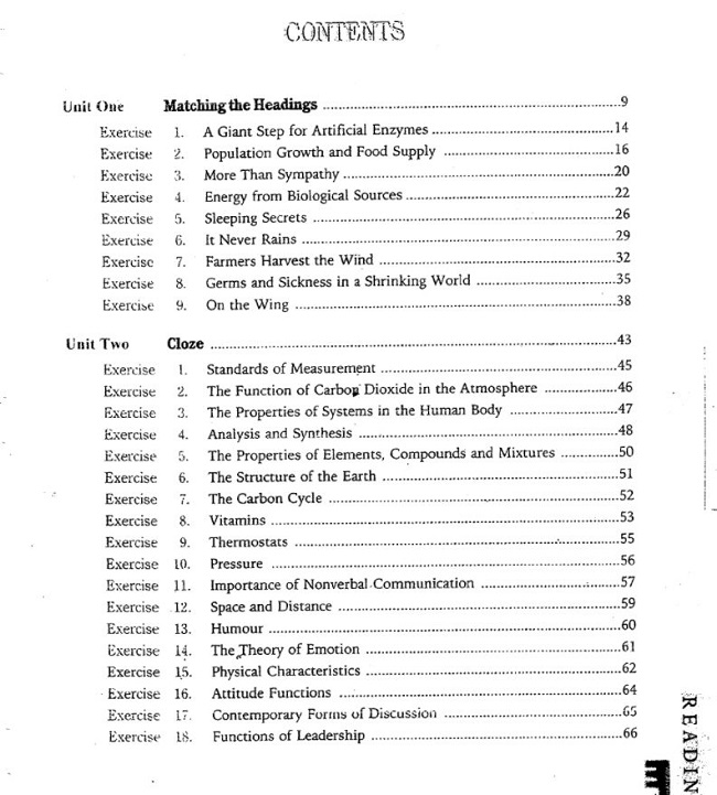 Mục lục trong sách Reading Strategies for the IELTS Test